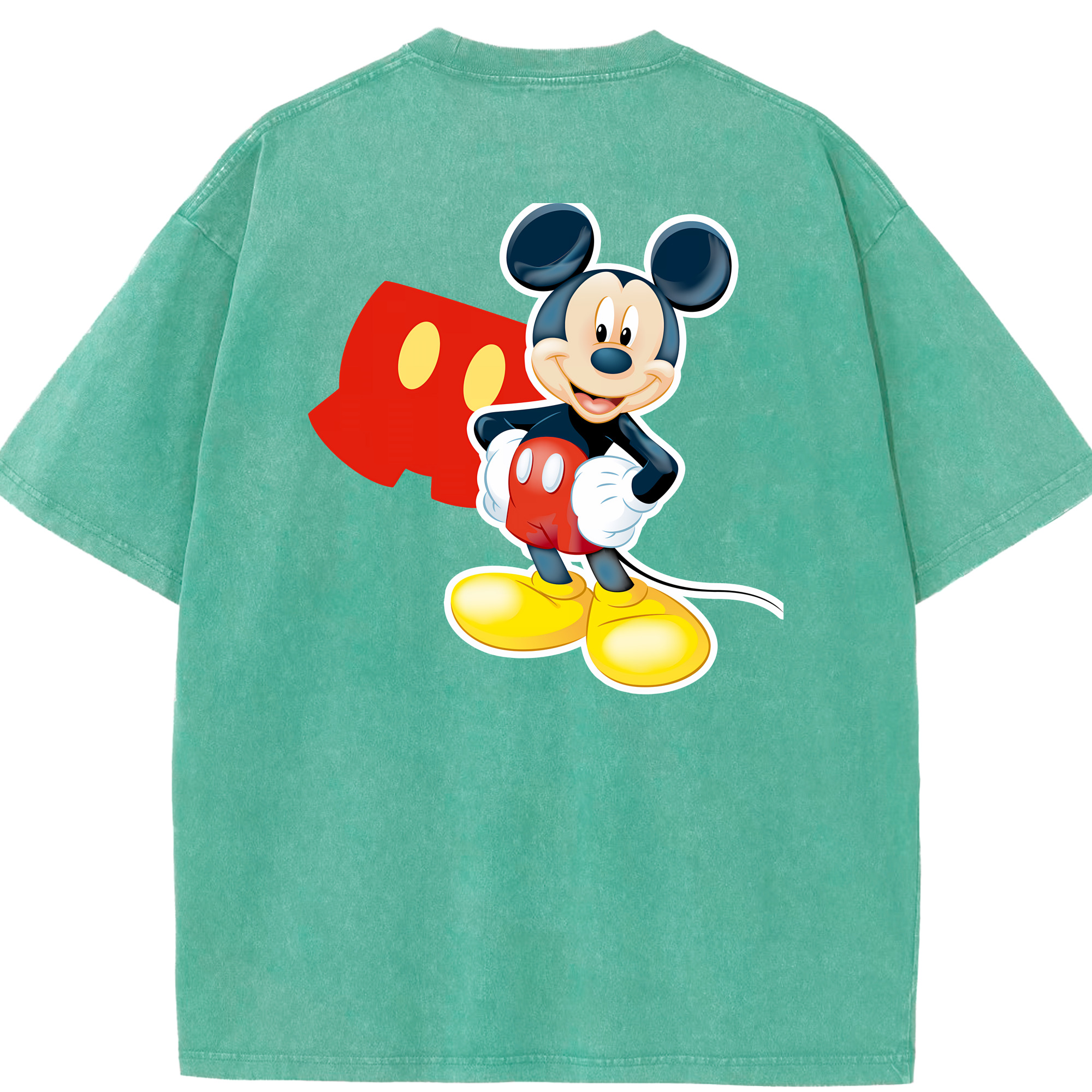 （画像用） ミッキーマウス Mickey Mouse 綿100% ヴィンテージ風 半袖Tシャツ（背面プリント）
